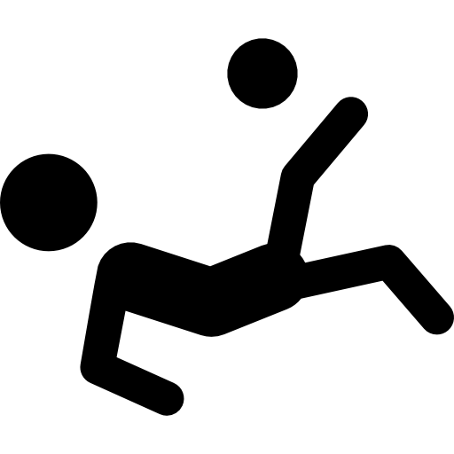silueta de jugador de fútbol cayendo pateando la pelota  icono
