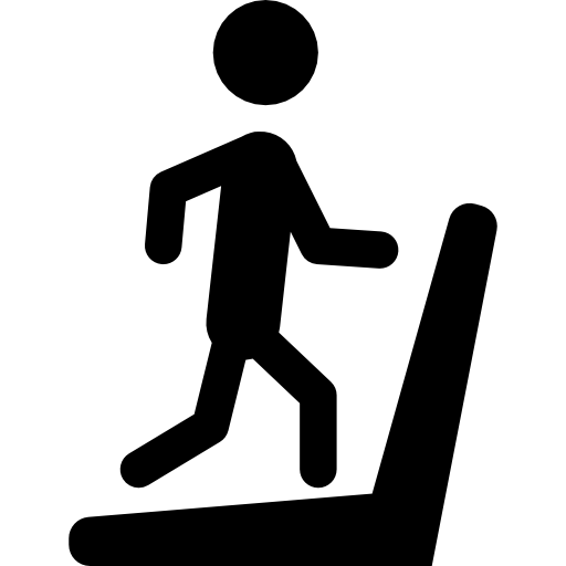 silhouette d'homme en cours d'exécution sur la machine de tapis roulant  Icône