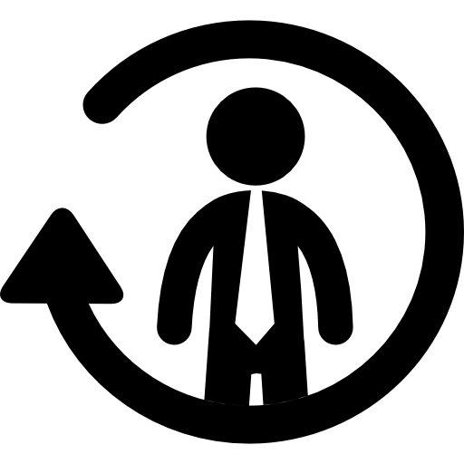 empresario en flecha circular  icono