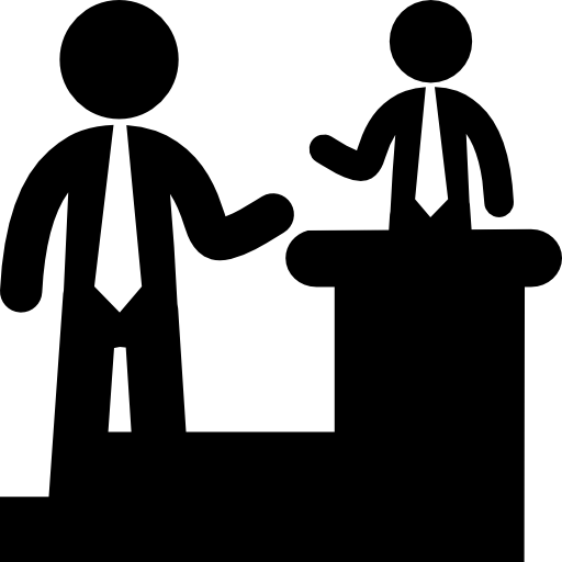 dos compañeros de trabajo de empresarios hablando en la oficina  icono