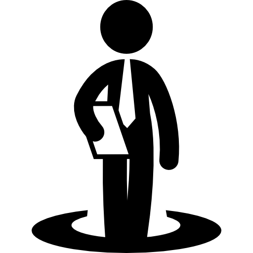 zakenman staande op een cirkel  icoon