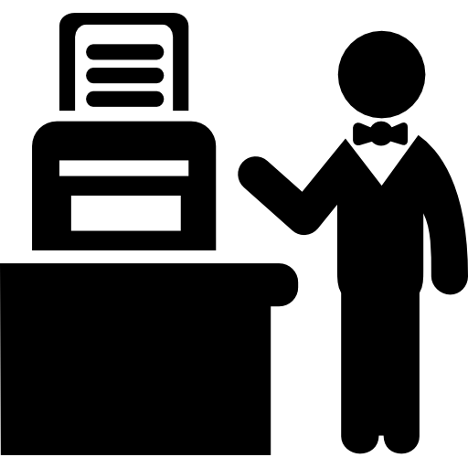 Человек, работающий с принтером  иконка