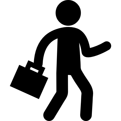 zakenmansilhouet die met koffer lopen  icoon