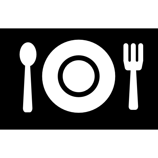 strumenti per mangiare tavolo da pranzo dalla vista dall'alto  icona