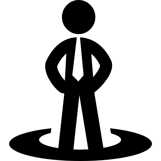hombre de negocios, posición, en, un, círculo  icono