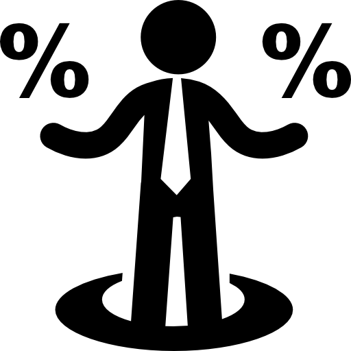 Businessman with percentages signs  icon