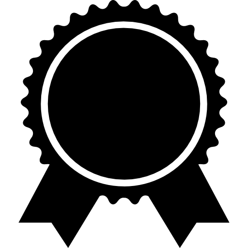 insignia de premio de forma circular con colas de cinta  icono