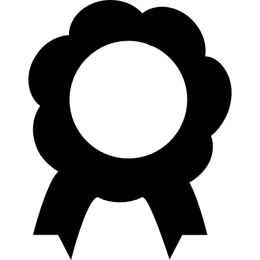 nagroda symboliczny medal w kształcie kwiatu z ogonami wstążki  ikona