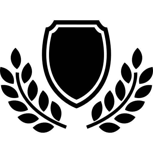 Shield with two leaves branches  icon