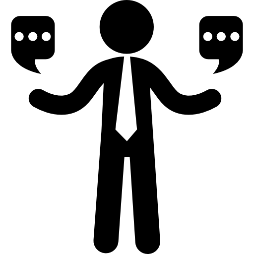 Businessman with chat bubbles  icon
