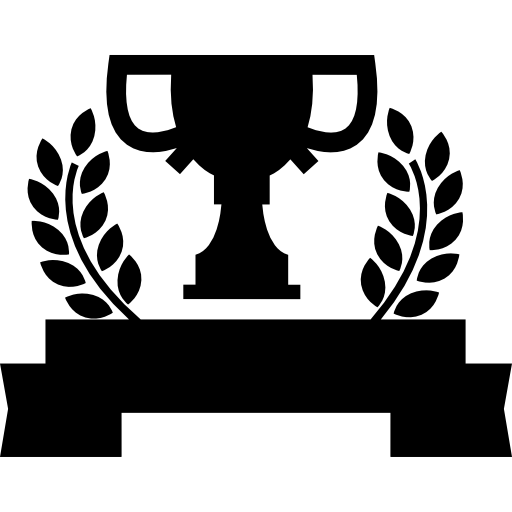 trofeum sportowe na banerze z gałązkami oliwnymi  ikona