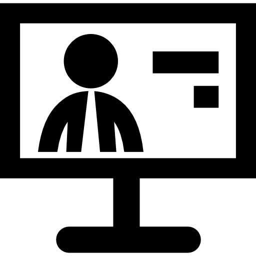 Бизнесмен на экране монитора компьютера  иконка