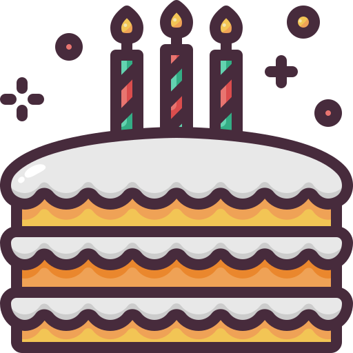 pastel de cumpleaños Generic Outline Color icono