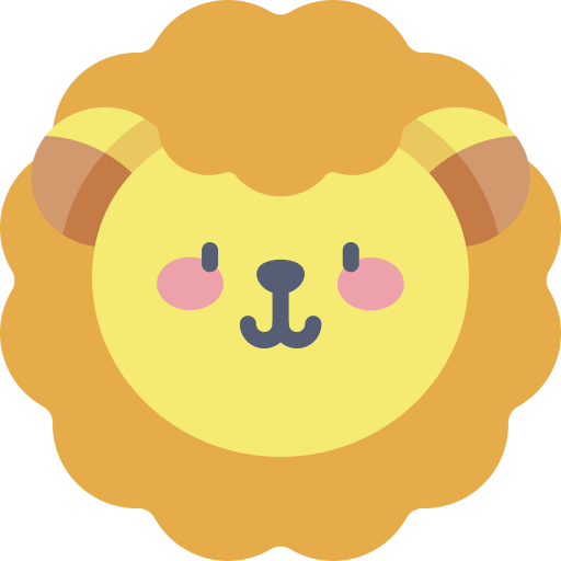 león Kawaii Flat icono