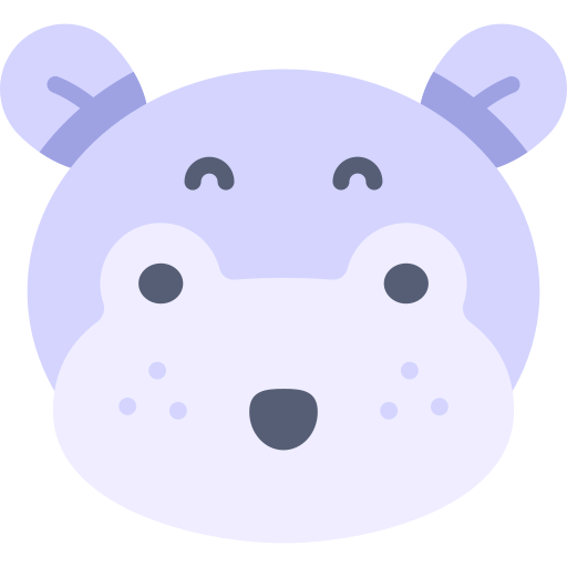 nijlpaard Kawaii Flat icoon
