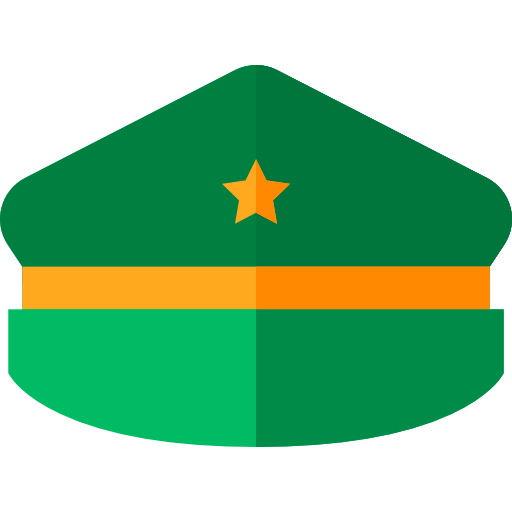 Military hat Basic Straight Flat icon