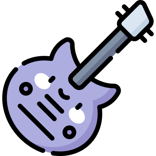 guitarra electrica Kawaii Lineal color icono