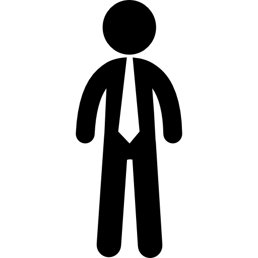 Standing frontal business man with tie  icon