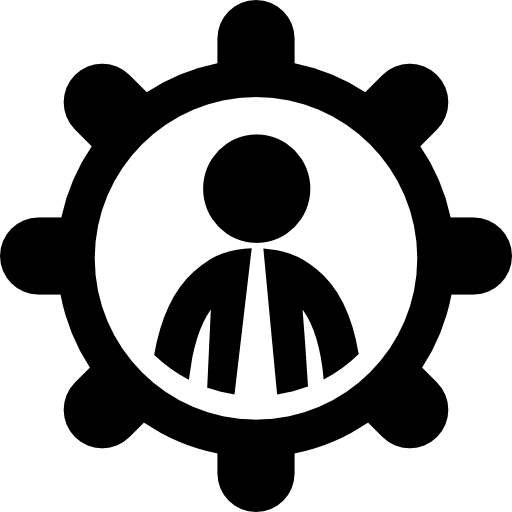 hombre de negocios, en, un, rueda, símbolo  icono