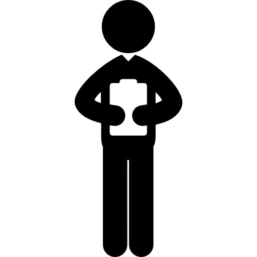 Standing male person reading a paper Pictograms Fill icon
