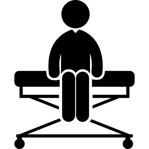 Person sitting on a medical stretcher Pictograms Fill icon
