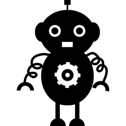 Rounded robot design with spirals arms  icon