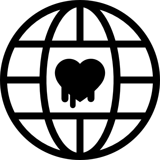 Earth grid with heart symbol of security  icon