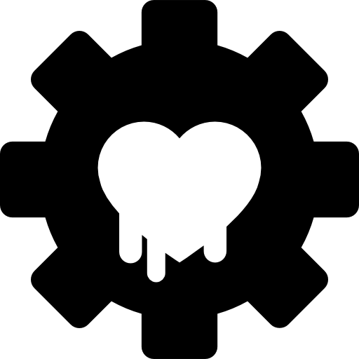 Gear with heart symbol of security system configuration  icon