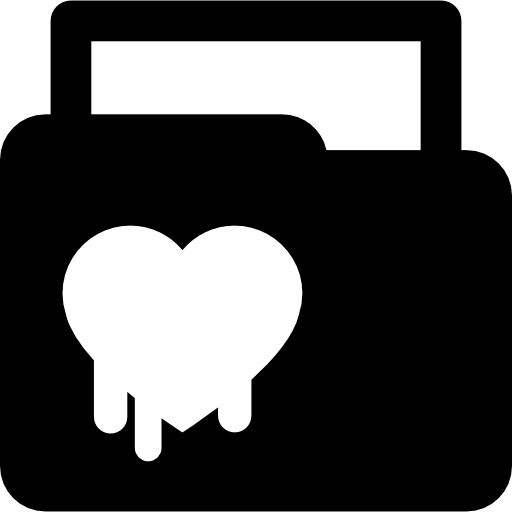 Interface symbol of folder security with a heart  icon
