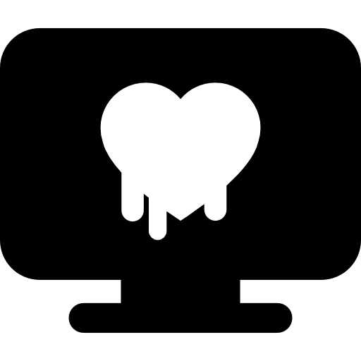 Security system symbol of melted heart on a monitor  icon