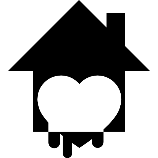 セキュリティ システムの溶けたハートのシンボルを持つ家  icon