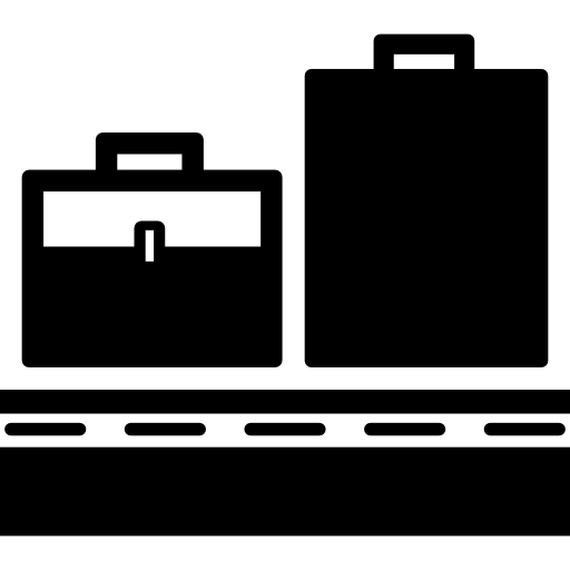 Baggage on conveyor band Basic Straight Filled icon