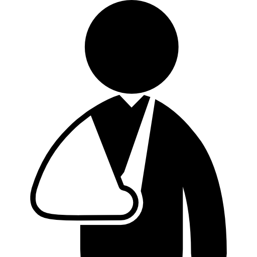 simbolo dell'assicurazione sanitaria di un uomo con il braccio rotto Basic Straight Filled icona