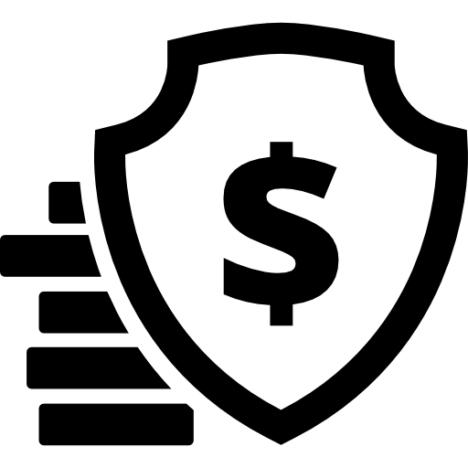 Страховой символ щита со знаком доллара Basic Straight Filled иконка
