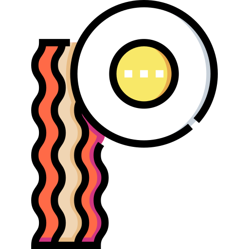 huevo y tocino Detailed Straight Lineal color icono