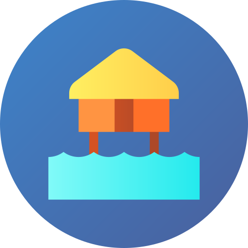 Beach hut Flat Circular Gradient icon