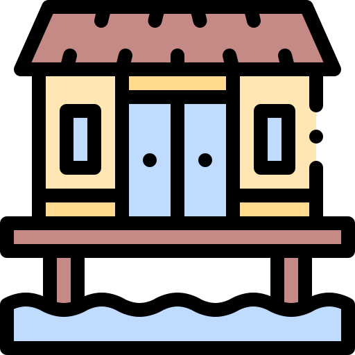 Beach hut Detailed Rounded Lineal color icon