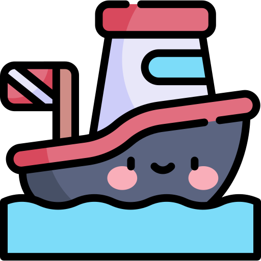 Яхта Kawaii Lineal color иконка