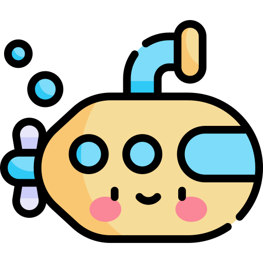 Подводная лодка Kawaii Lineal color иконка