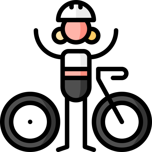 Езда на велосипеде Puppet Characters Lineal Color иконка