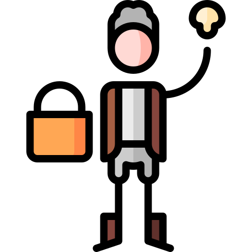 Mushroom picking Puppet Characters Lineal Color icon