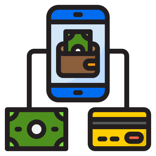 Mobile banking srip Lineal Color icon