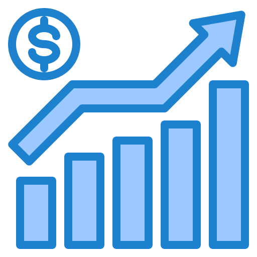 Bar graph srip Blue icon