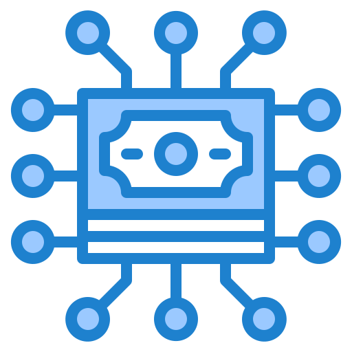 Digital money srip Blue icon