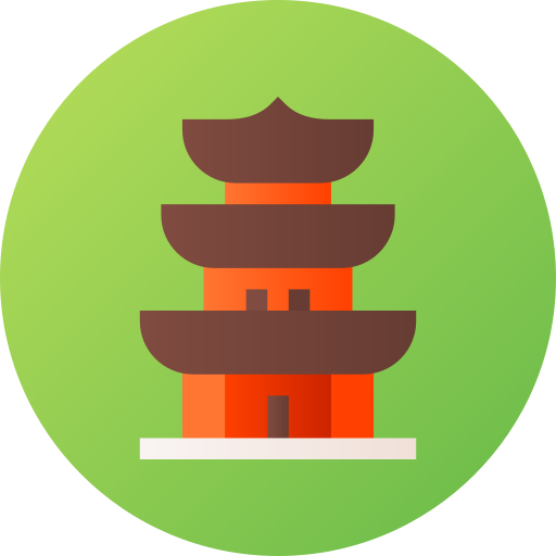 Chinese temple Flat Circular Gradient icon