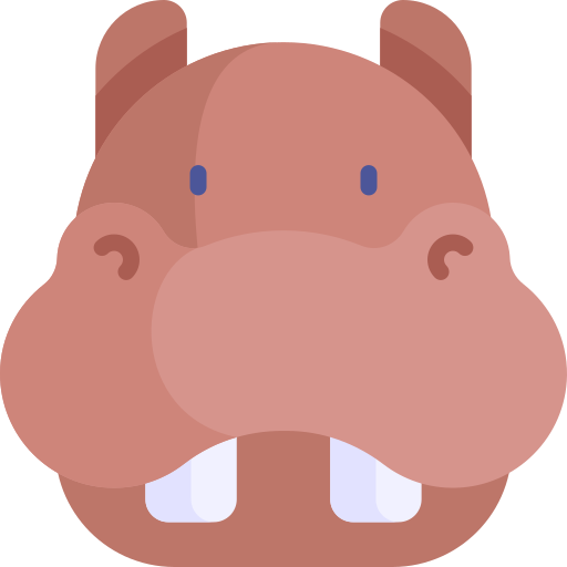 nijlpaard Kawaii Flat icoon