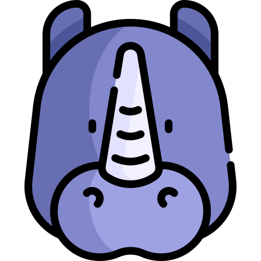rinoceronte Kawaii Lineal color icono