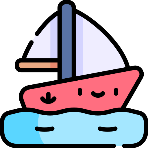 Парусная лодка Kawaii Lineal color иконка