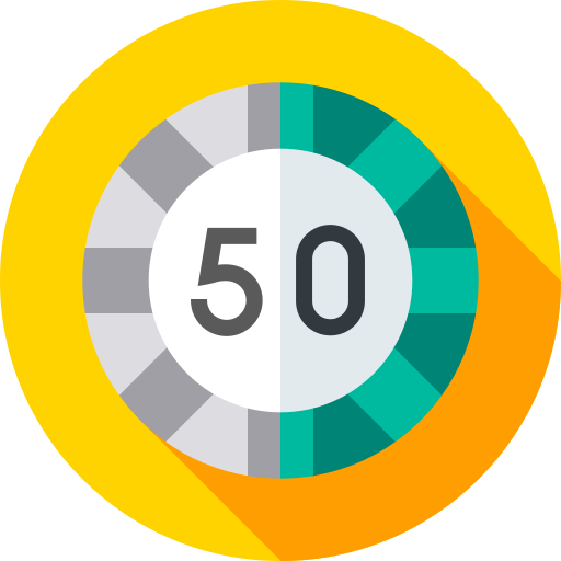 50 por ciento Flat Circular Flat icono