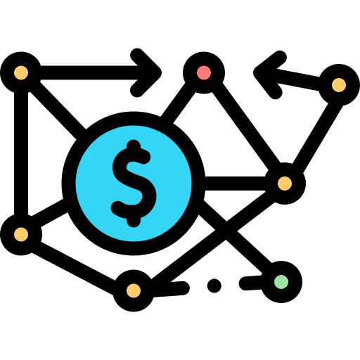 돈 흐름 Detailed Rounded Lineal color icon